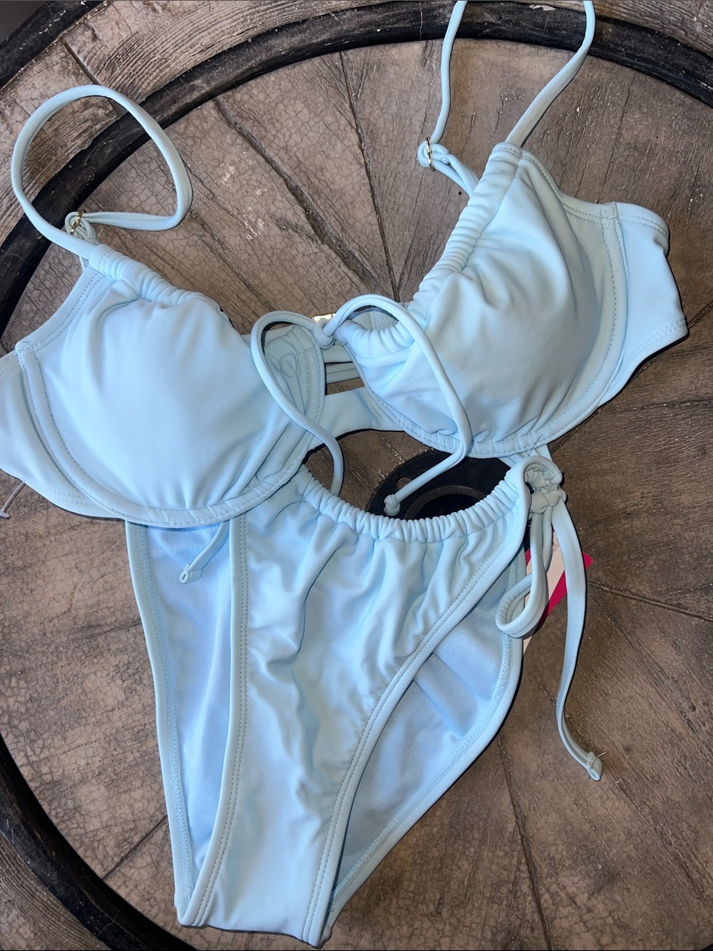 Light Blue Two-Piece String Bikini Set juniors Large  B45